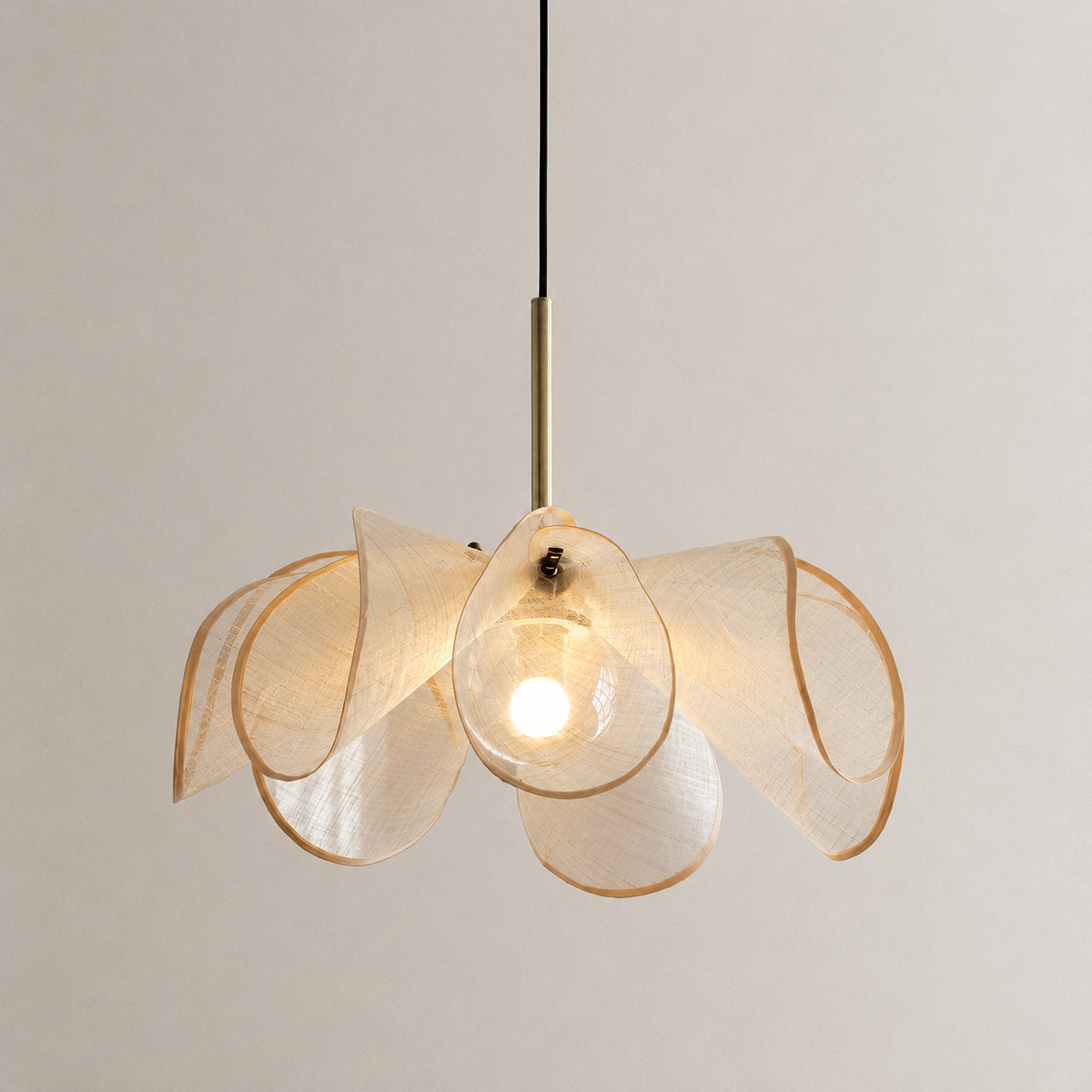 Woven Abaca Fiber Floral Pendant Lamp