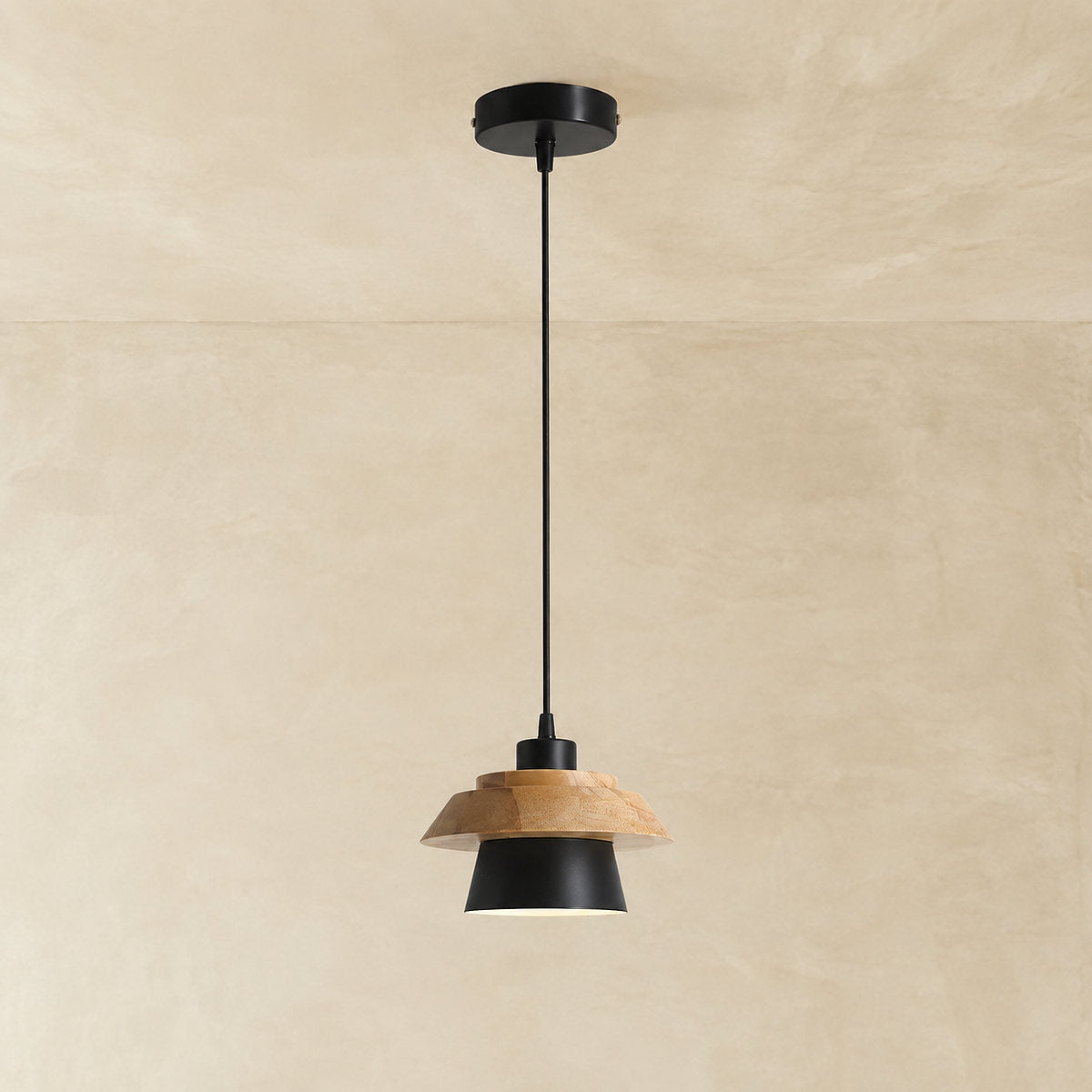 Minimalist Nordic Wood Metal Pendant Light for Dining Room & Living Room