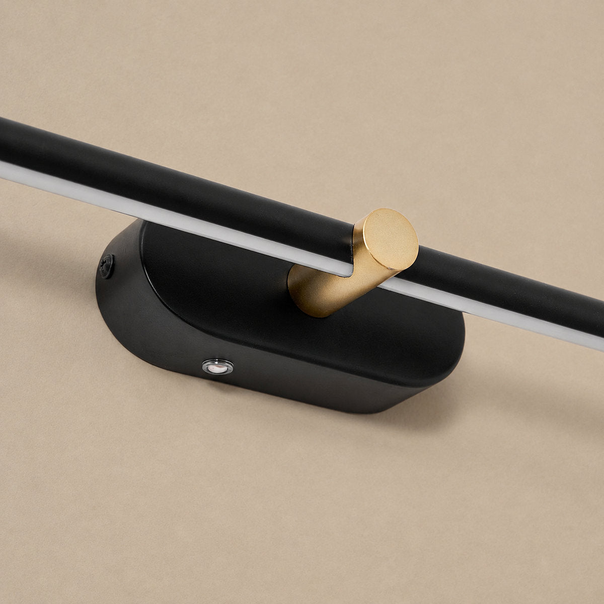 Minimalist Linear Rechargeable Wall Lamp, L 27~50-Inch x H 2-Inch, Gold, Three-Color Light & USB Charging for Bedroom & Living Room