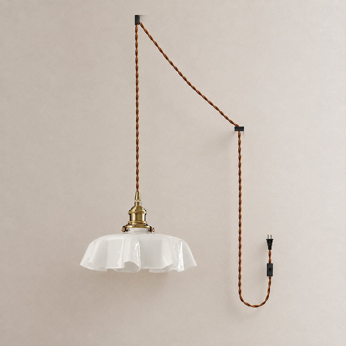 Pleated Glass Dome Swag Pendant Light