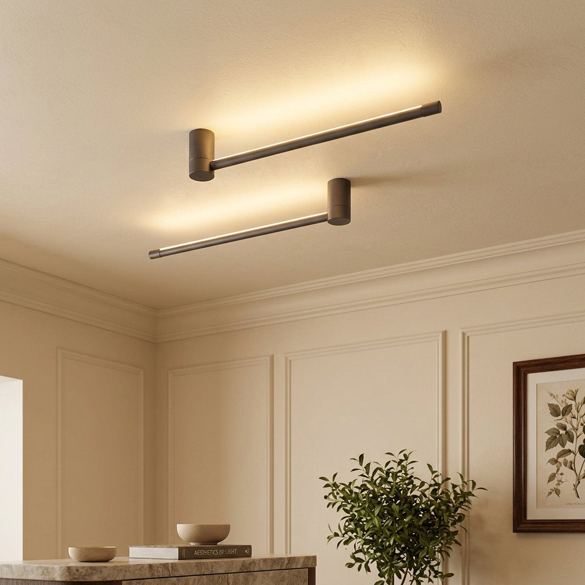 Linear LED Wall Lamp, 2.3-Inch x H 23.6~47.2-Inch, Black, Warm Light for Living Room & Dining Room