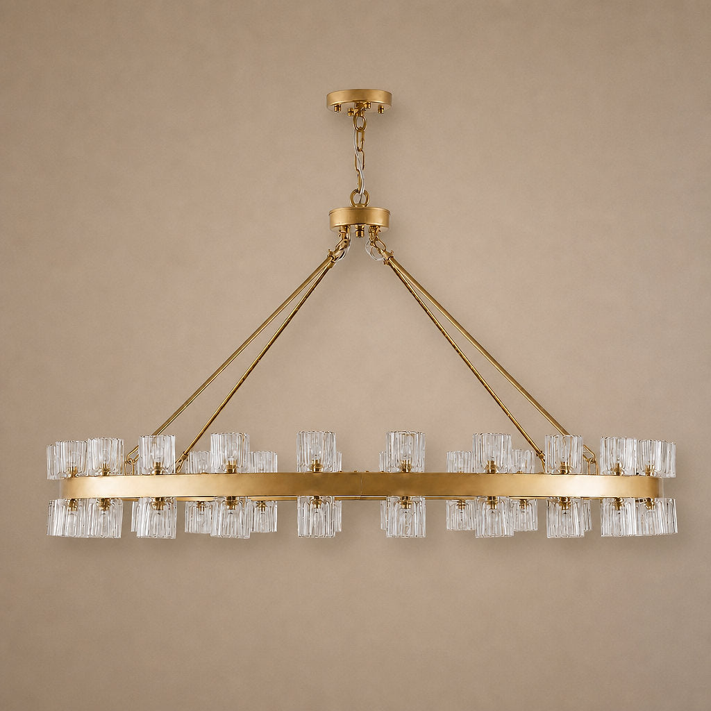 Tricolordeer Brass Ring Chandelier with 48/60 Lights (Brushed Brass / Matte Black)