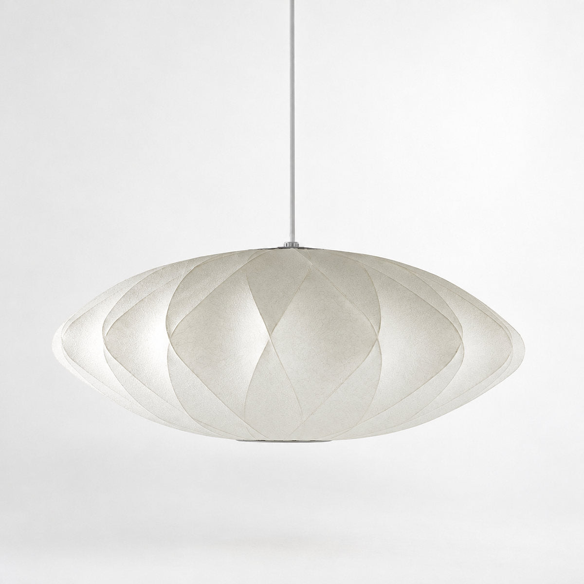 Organic Mulberry Silk Pendant Light with Steel Wireframe
