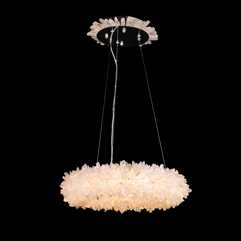 Vosa Modern Round Clear Geode Quartz Crystal Ring Chandelier