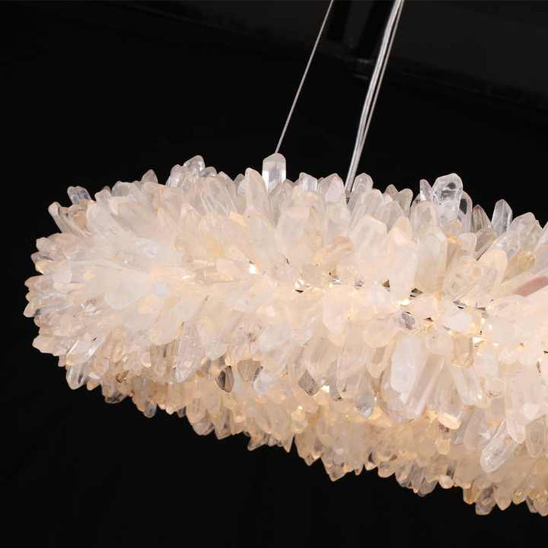 Vosa Modern Round Clear Geode Quartz Crystal Ring Chandelier