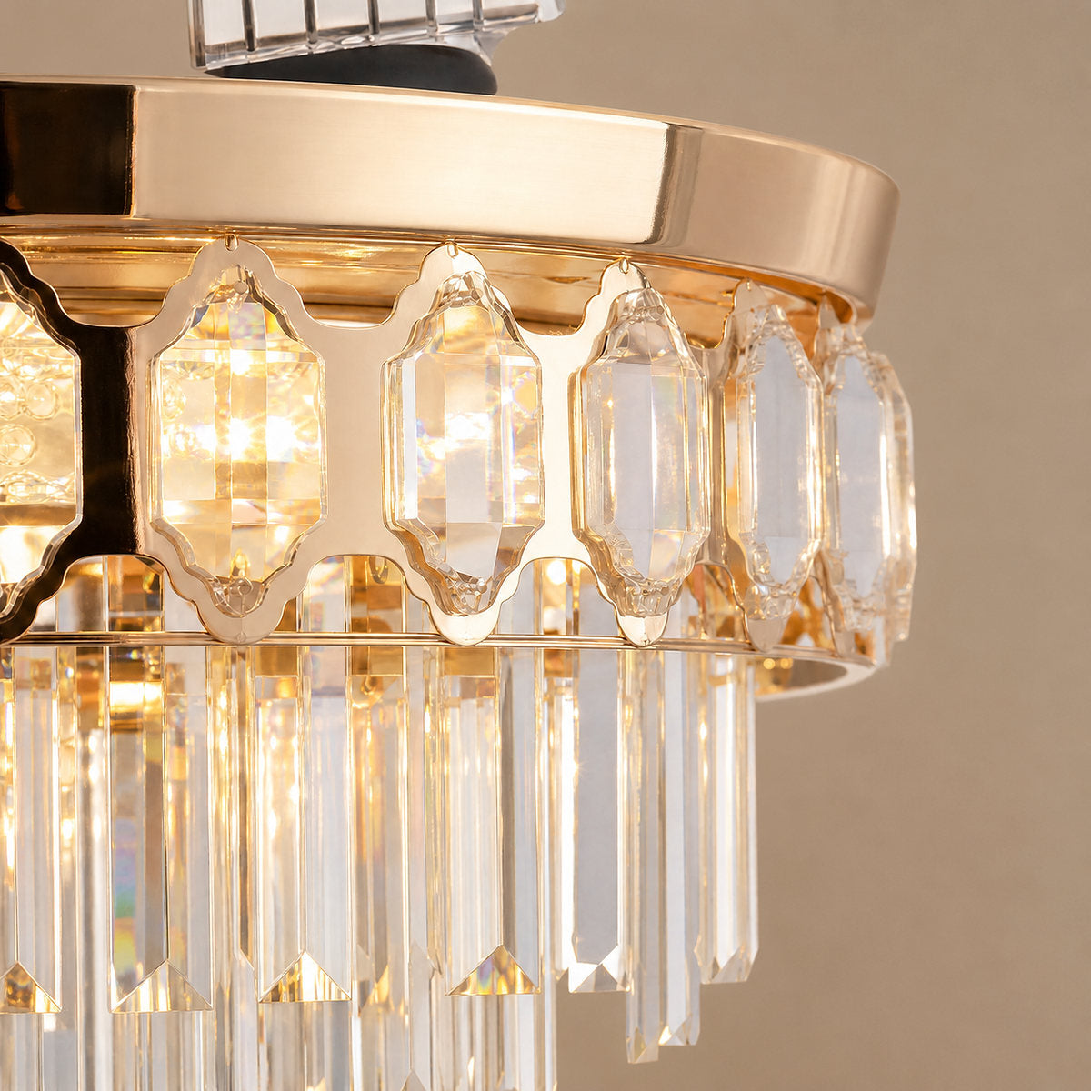 Crystal Chandelier Retractable Blade Ceiling Fan