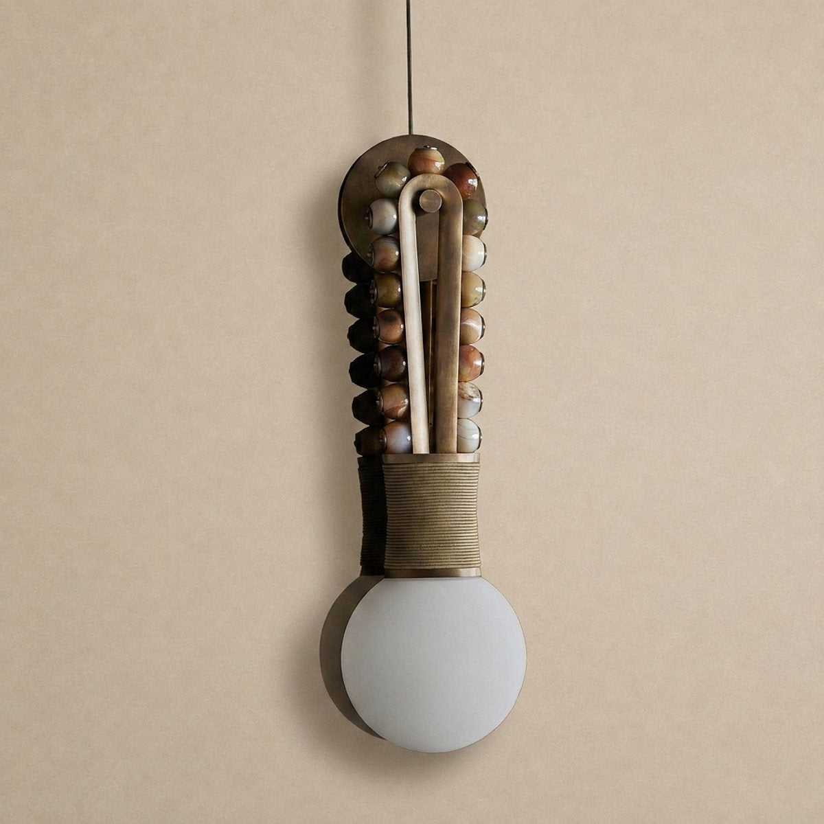 Ardora Wall Lamp, 5.5-Inch x H 24.4-Inch, Brass & Green for Living Room