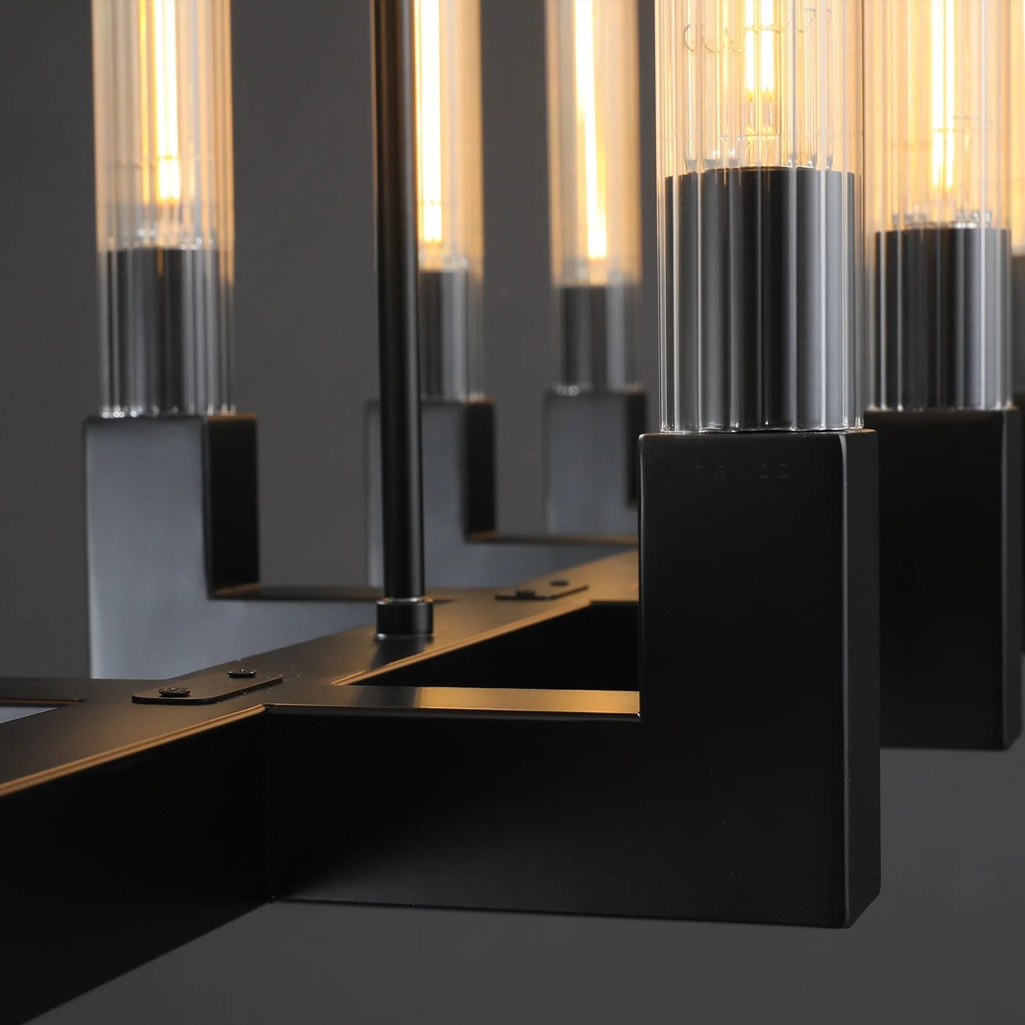 Cannel Glass Linear Chandelier 55"67"