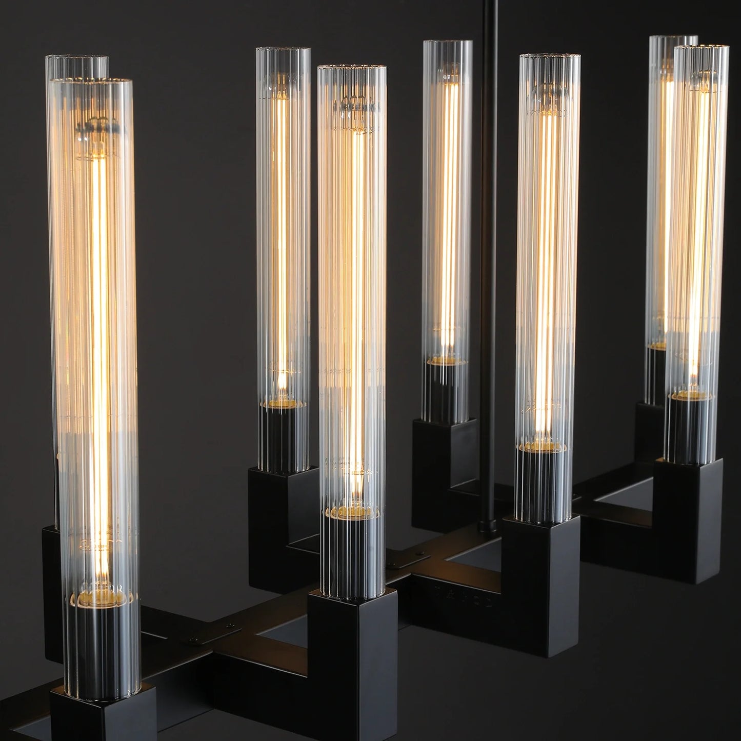 Cannel Glass Linear Chandelier 55"67"