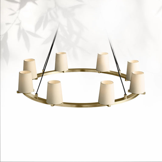 Paricia Fabric Shade Round Chandelier 36" 48" 60″