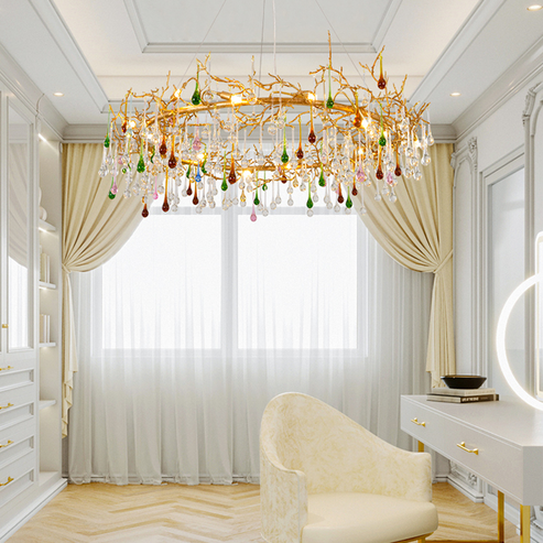 Avis Colorful Crystal Rain Branch Chandelier