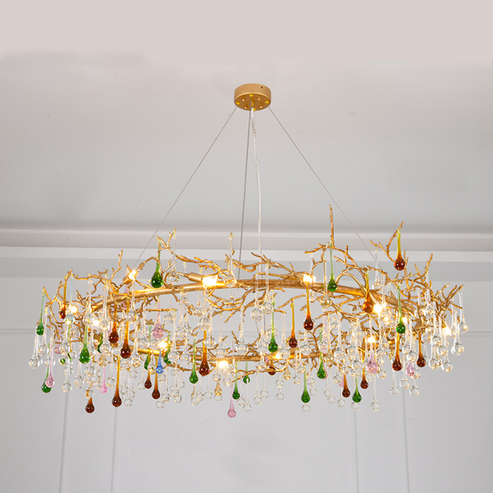 Avis Colorful Crystal Rain Branch Chandelier