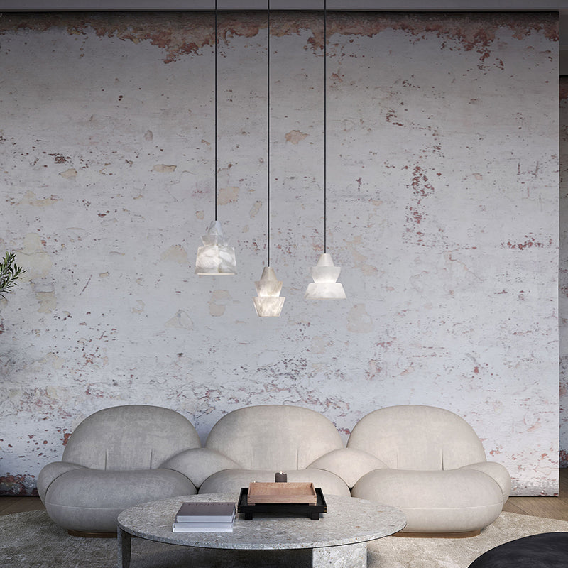 Brianna Mini Alabaster Coffee Table Pendant, Modern Pendant Light