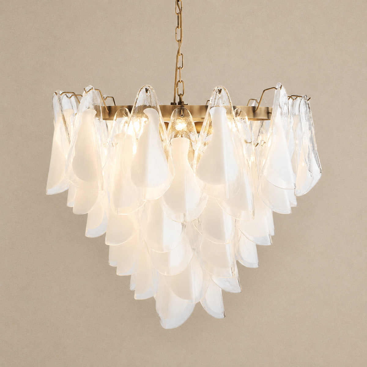 Tricolordeer Round White Glass Chandelier