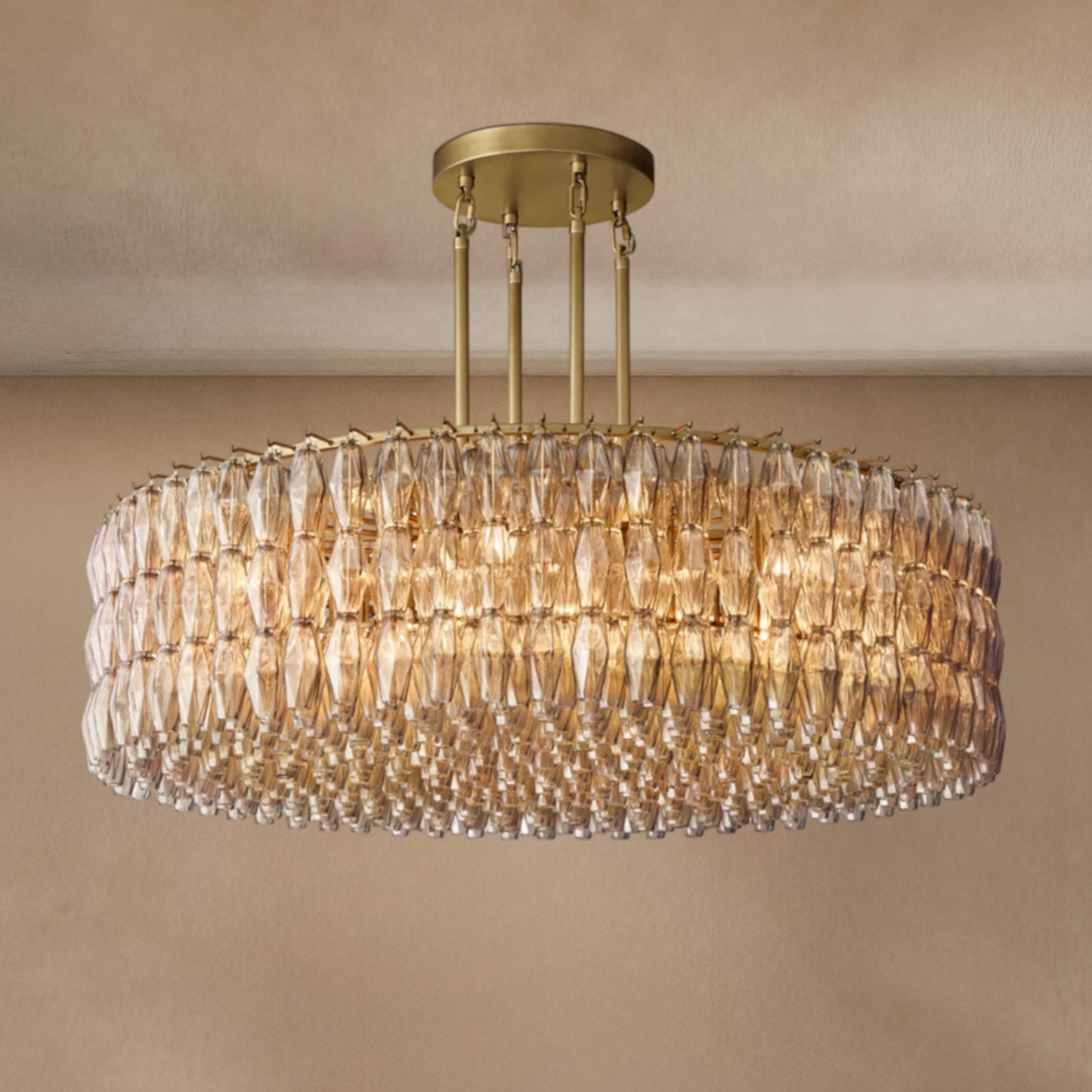 Cyra Smoke Glass Round Chandelier