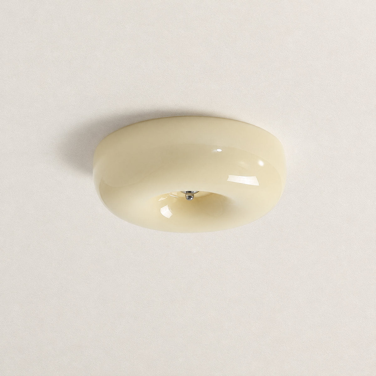 Glass-Shaded Ceiling Lamp with Chrome Finish