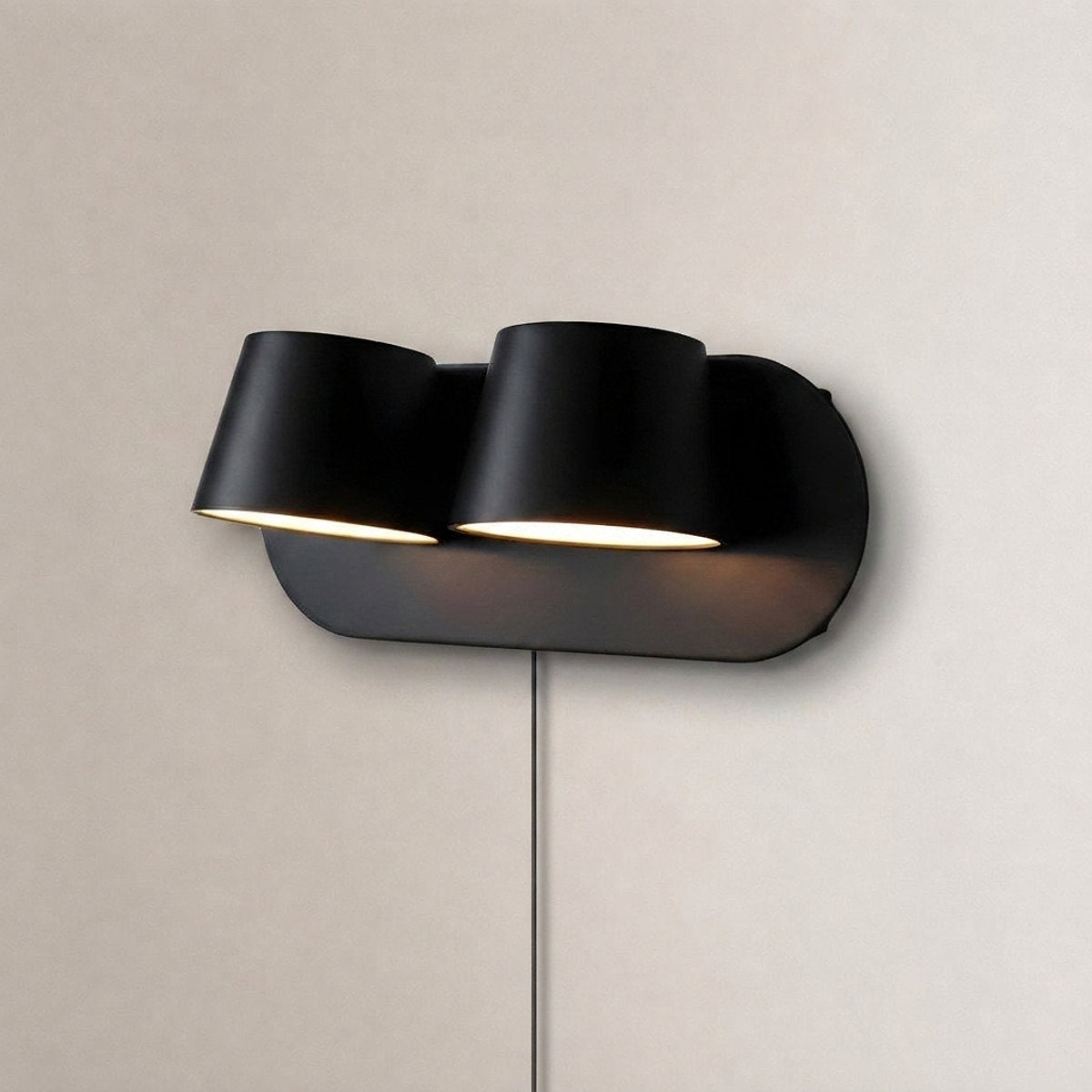 Angle Adjustable Plug-in Wall Lamp, 4.7~15-Inch x H 4.7~3.9-Inch, Black, Warm Light & US Plug for Bedroom & Living Room