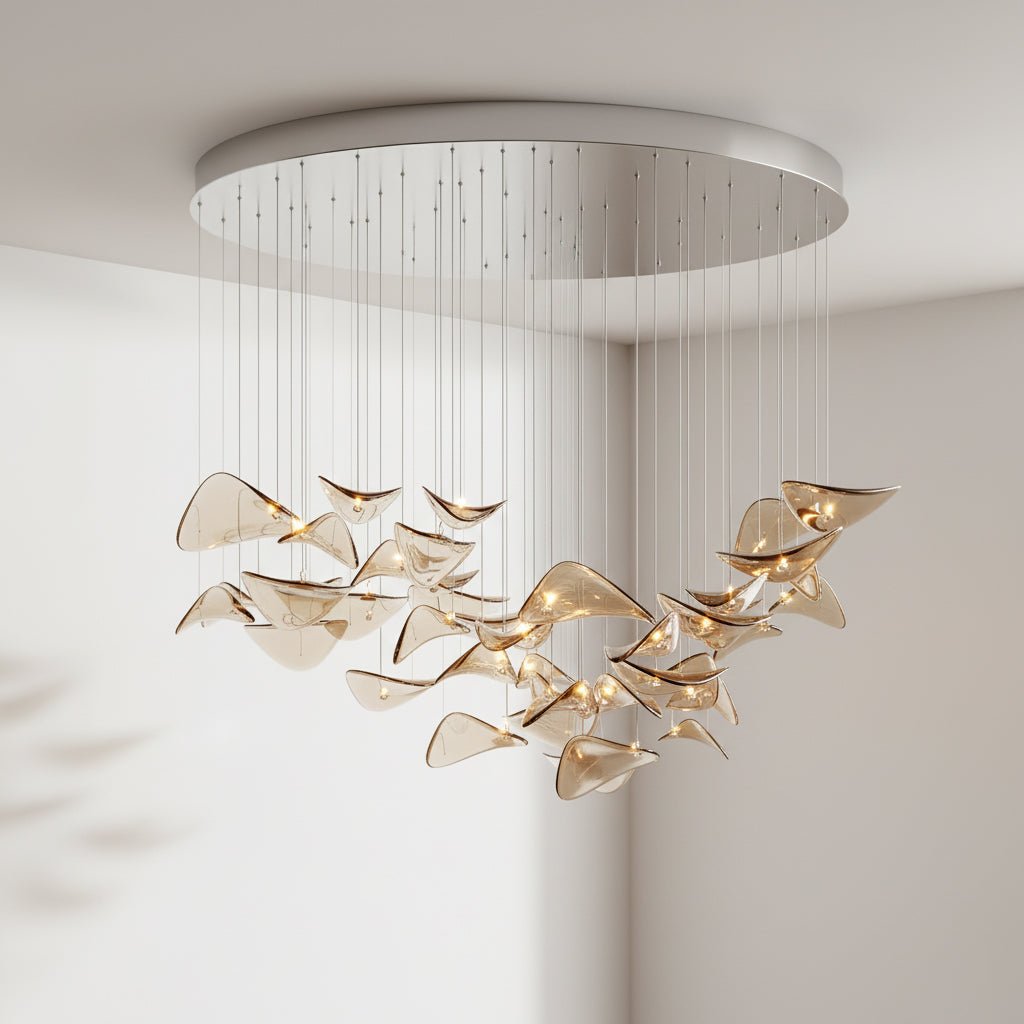 Galaxy Wave Floating Leaf Crystal Spiral Chandelier