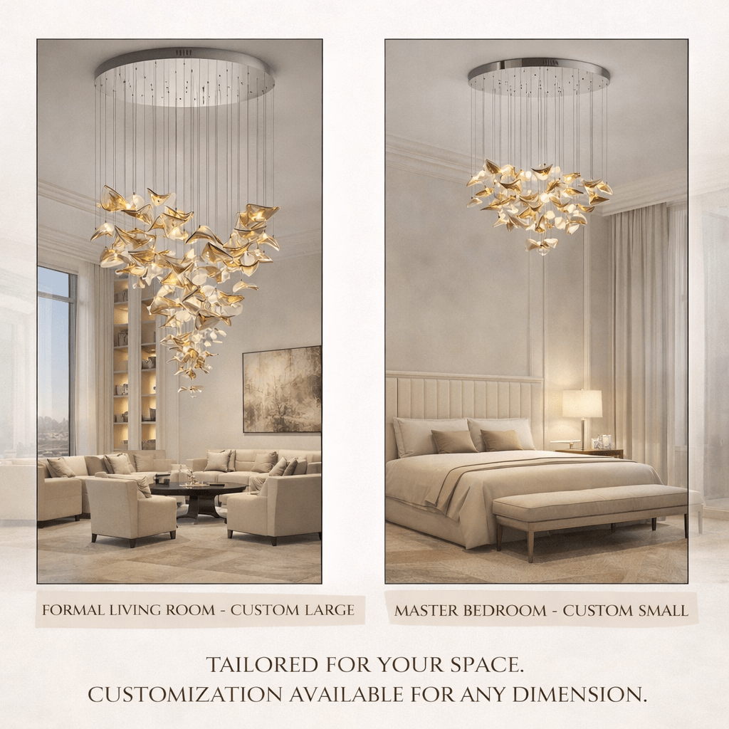 Galaxy Wave Floating Leaf Crystal Spiral Chandelier
