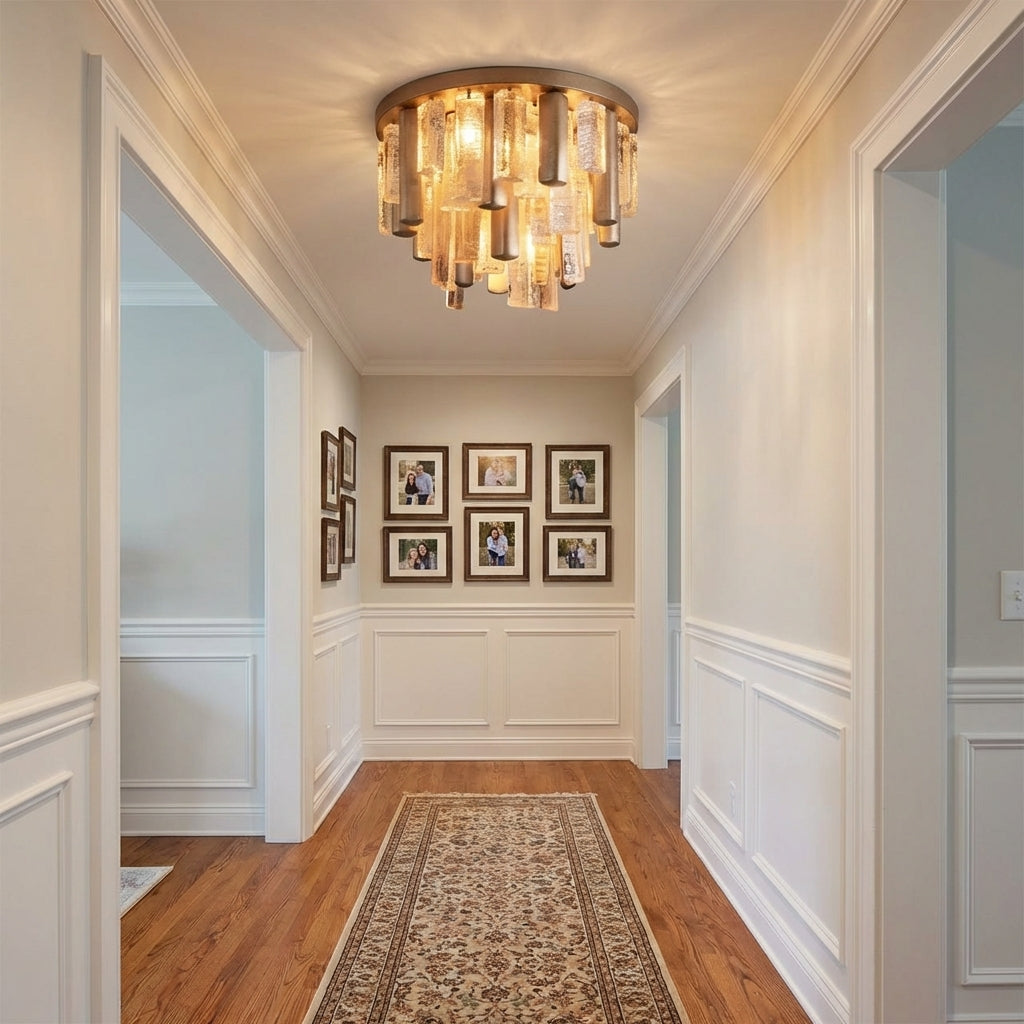 Luster Gaze Neveau Sculpted Round Flush Mount - Scene