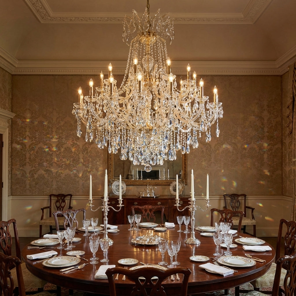 Luster Gaze Grand Lumina Branch Crystal Chandelier - formal American dining room