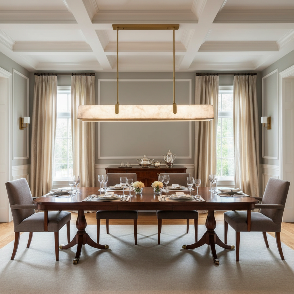 Luster Gaze JC Linear Alabaster Chandelier - American transitional dining room