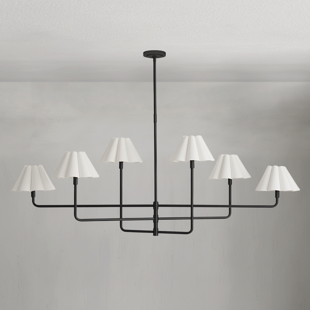Luster Gaze Sculptural Linen Bloom Chandelier - Background Shot