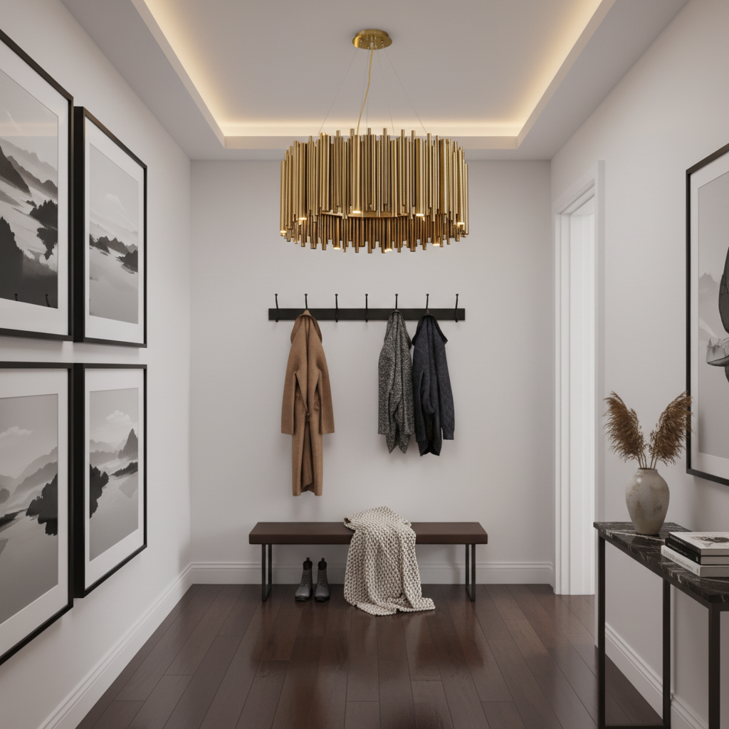 Luster Gaze Aura Grandeur Round Pendant Chandelier - small American hallway or mudroom entry