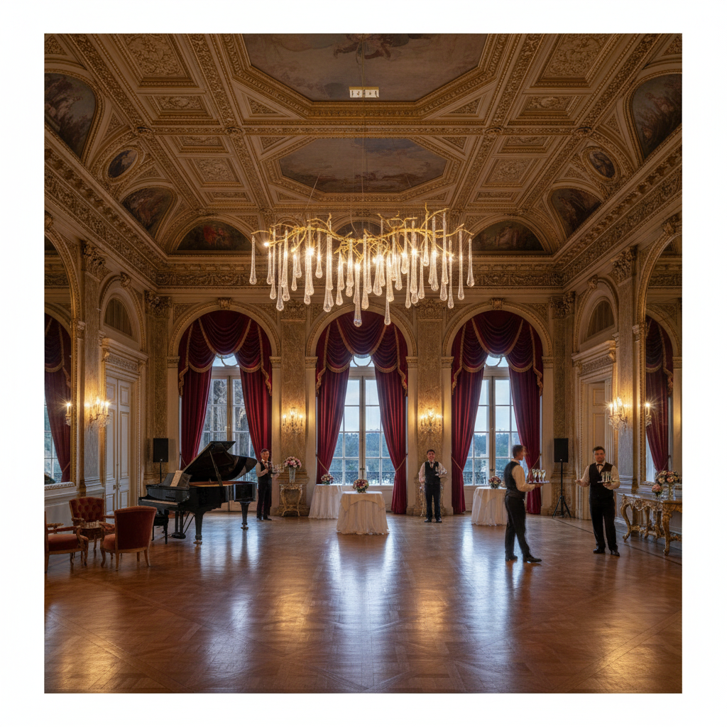 Luster Gaze Veridian Cascade Branch Chandelier - American ballroom or formal entertaining space