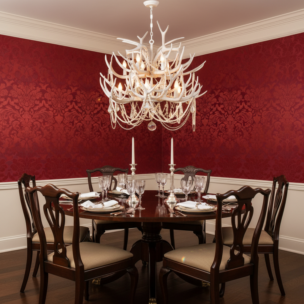 Luster Gaze Coastal Antler Chandelier - formal American dining room