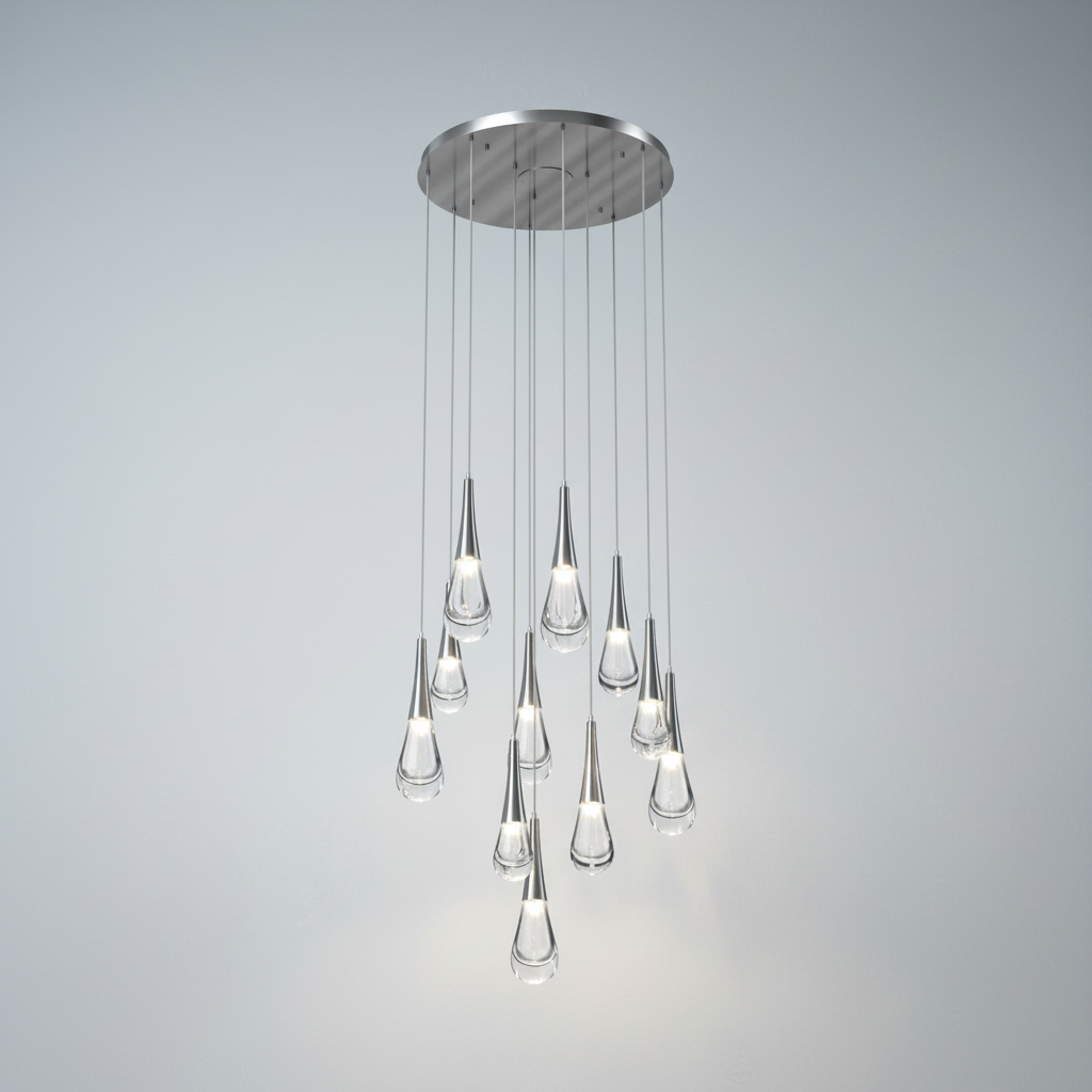 Luster Gaze Aqueous Bloom Round LED Chandelier - Background Shot