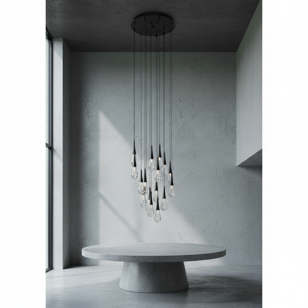 Luster Gaze Aqueous Bloom Round LED Chandelier - Background Shot