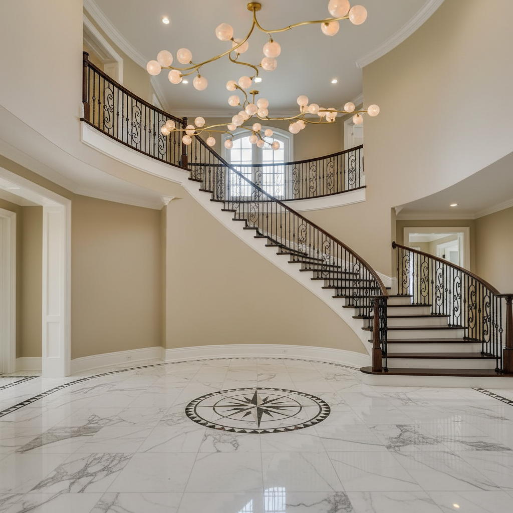Luster Gaze Aura Branch Glass Globe Chandelier - grand American foyer with two-story ceiling