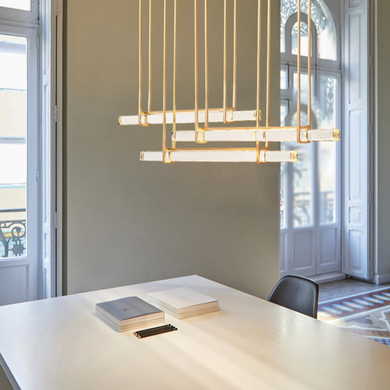 Aedubon Crystal Triple Bar Linear Chandelier