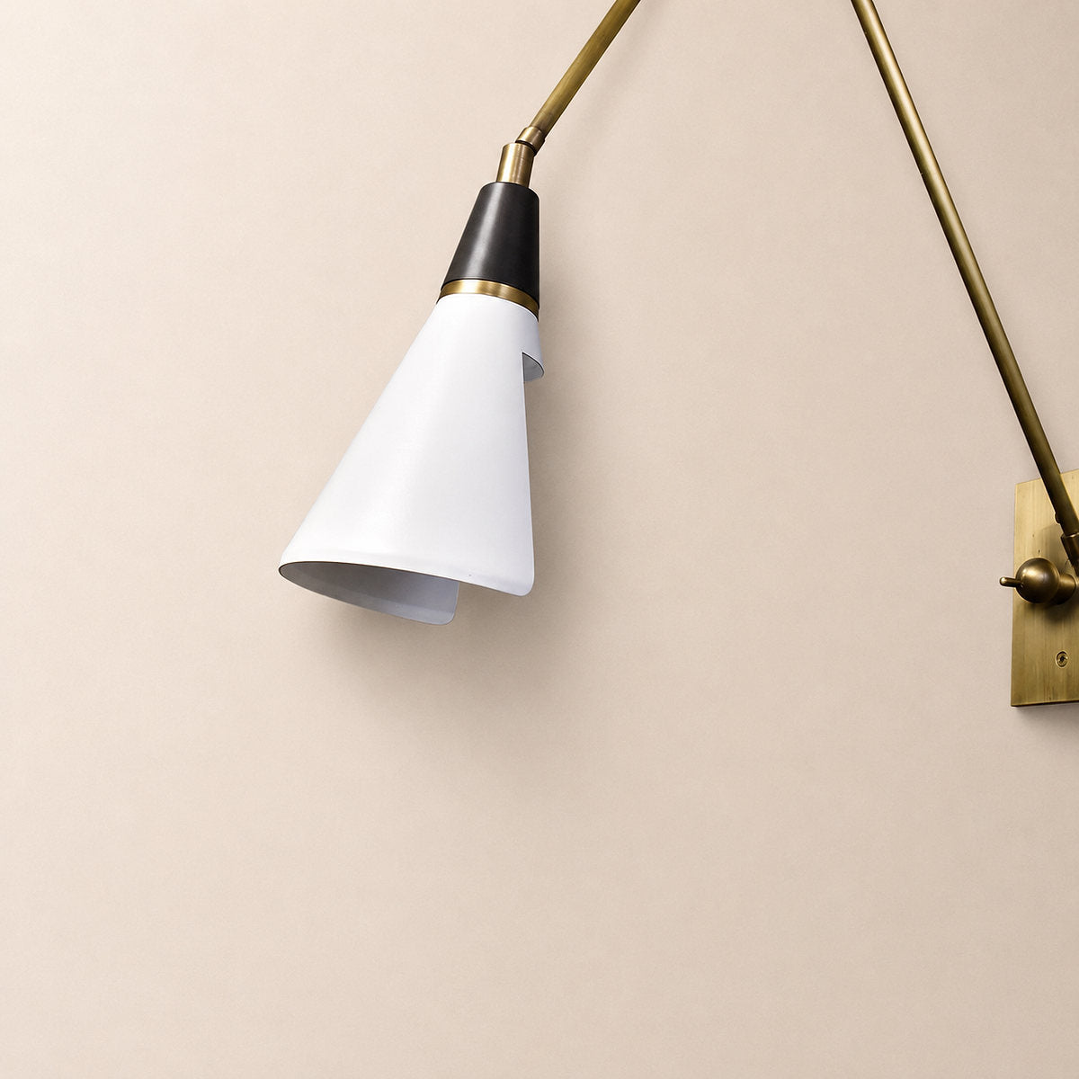 Magari Wall Lamp, L 29.1-Inch x H 26-Inch, White & Black & Brass for Living Room