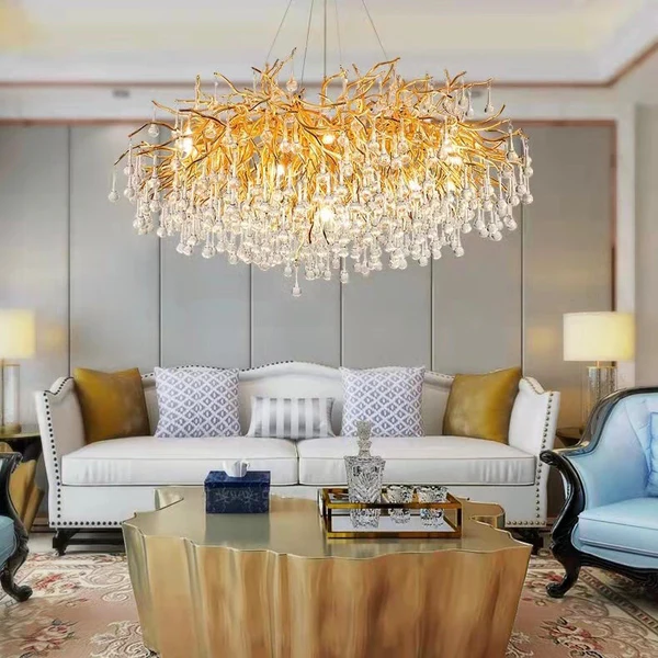 Stunning Tree Branch Crystal Chandelier with Clear Teardrop-shaped for Living/Dining Room