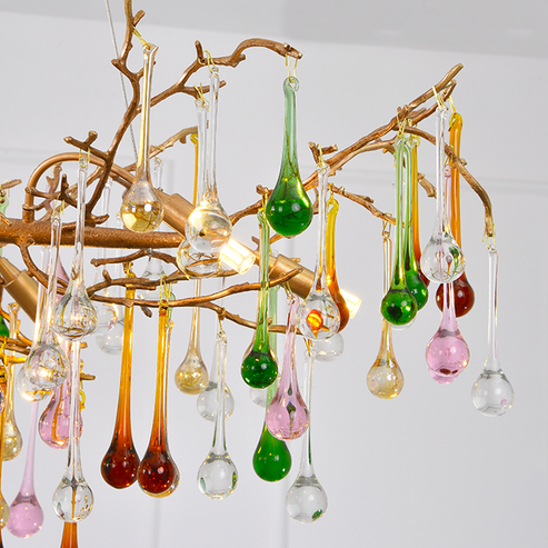 Avis Colorful Crystal Rain Branch Chandelier