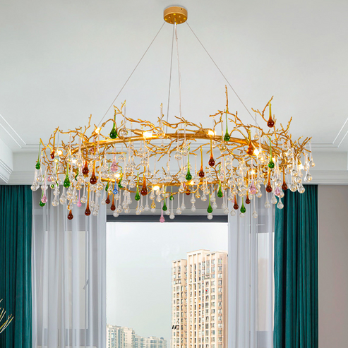 Avis Colorful Crystal Rain Branch Chandelier