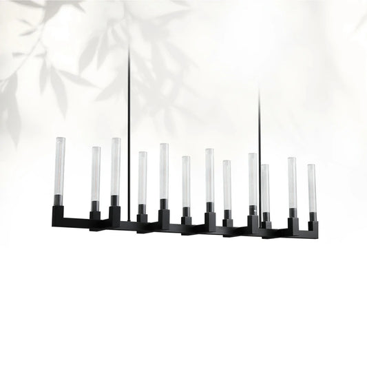 Cannel Glass Linear Chandelier 55"67"