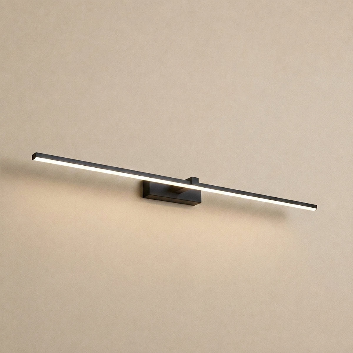 Metal Linear Mirror Wall Lamp, L 15.7~31.5-Inch x H 3.1-Inch, Black, Warm Light for Living Room & Dining Room