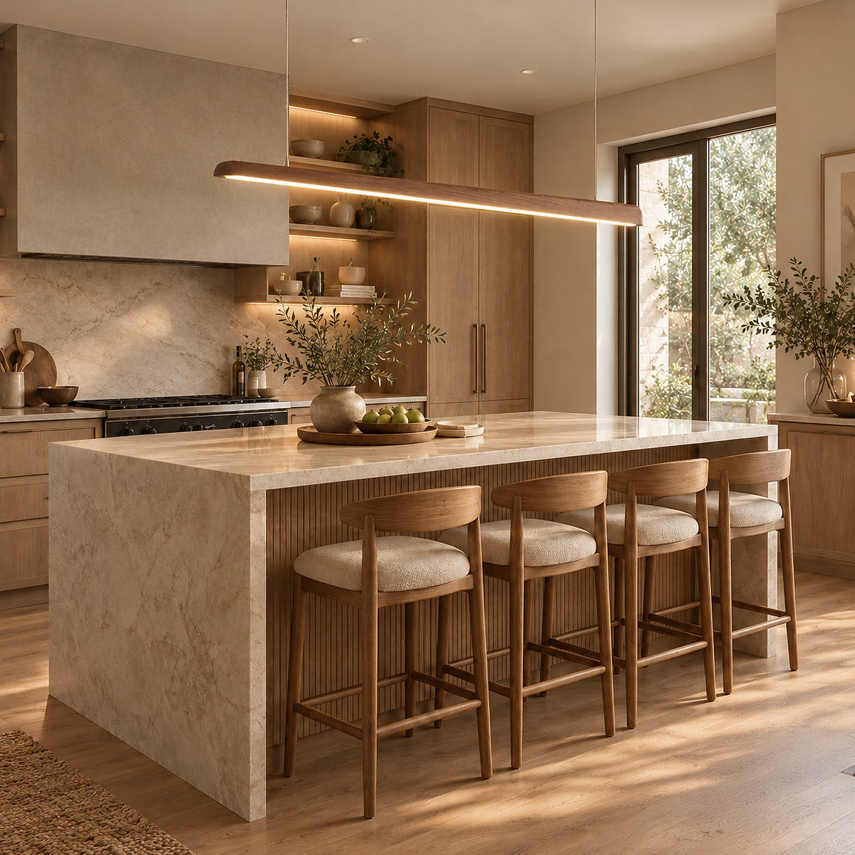 Walnut Wood Linear LED Pendant Light
