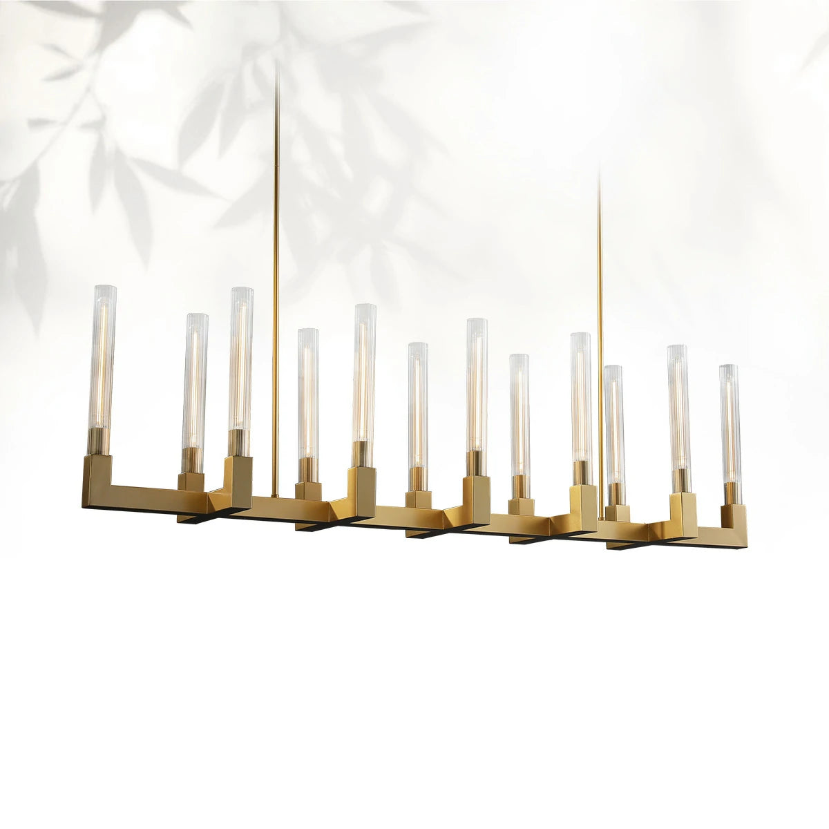 Cannel Glass Linear Chandelier 55"67"