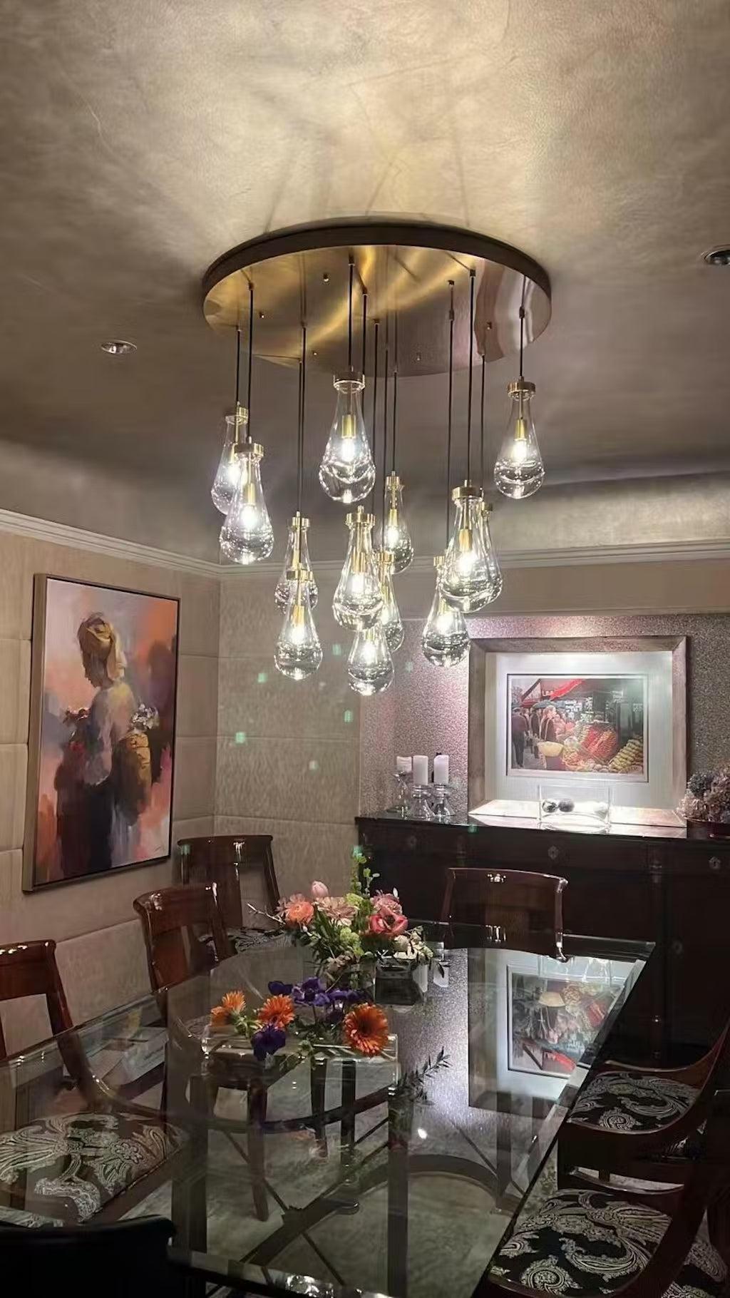 Soltaire Raindrop Round Chandelier 36"