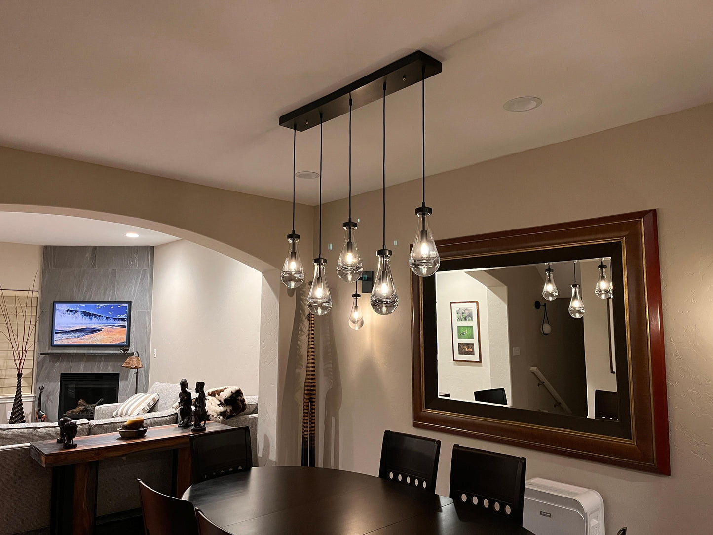 Soltaire Raindrop Glass Linear Chandelier 72"