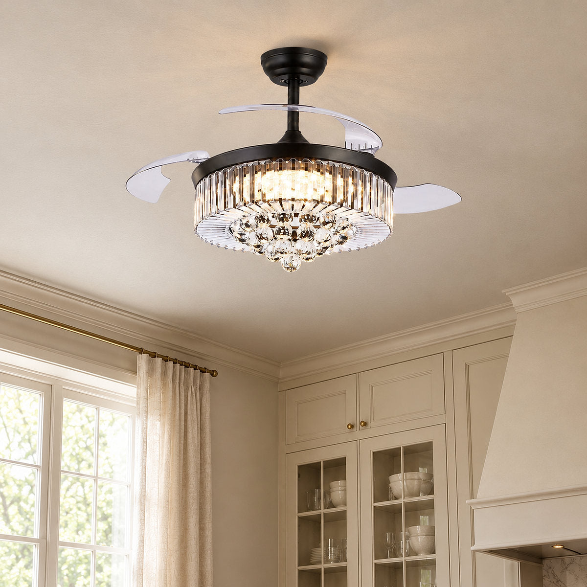 Invisible-Blade Crystal Chandelier Ceiling Fan