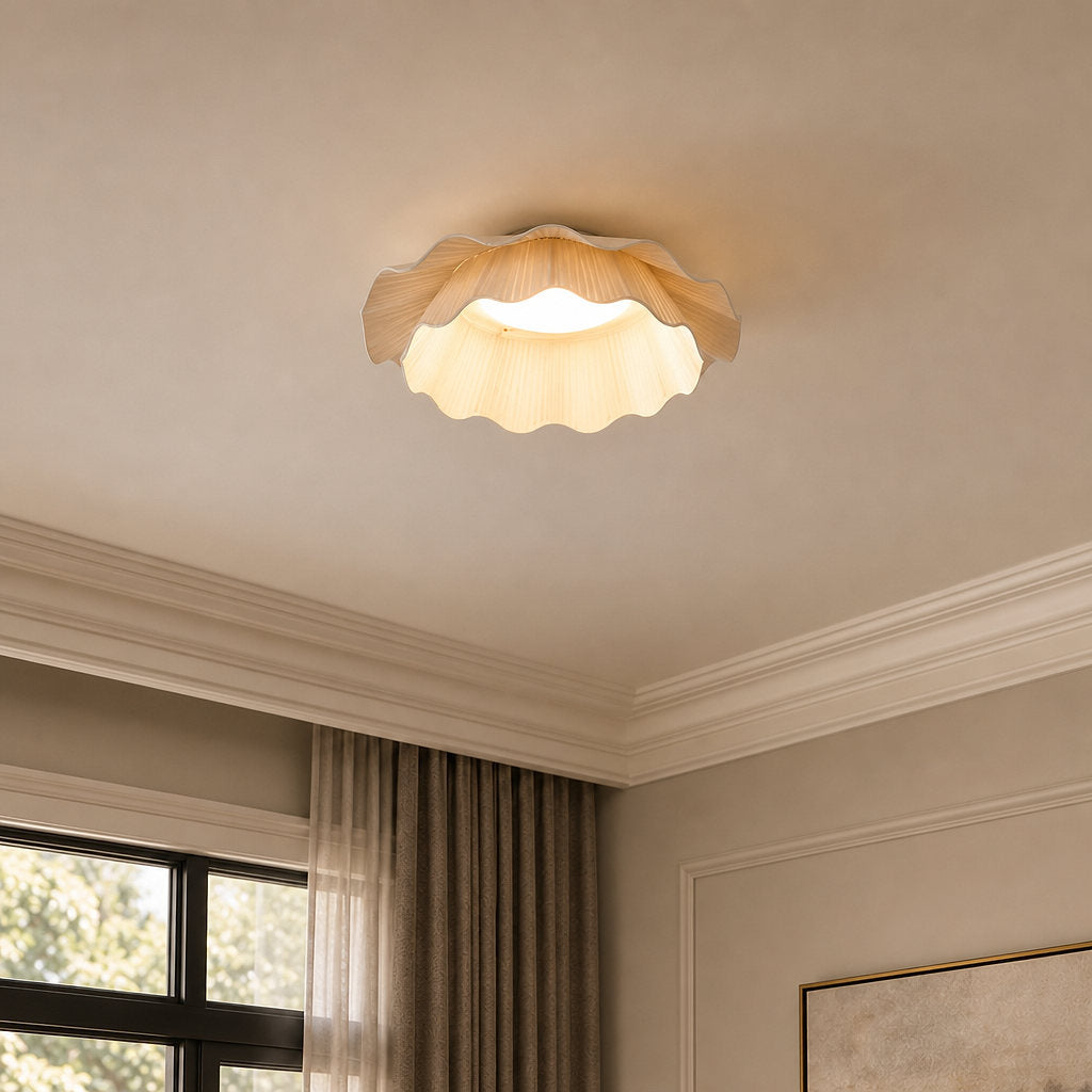 Tricolordeer Pleated Brass Flush Mount Ceiling Lamp