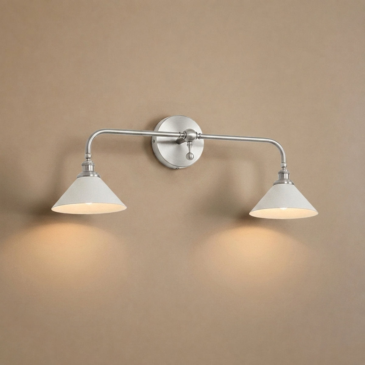 Bridgemont Wall Lamp, 9.1-Inch, Brass & White for Living Room