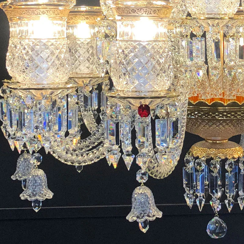 15 Lights Crystal Chandelier Gold & Clear Crystal Lighting