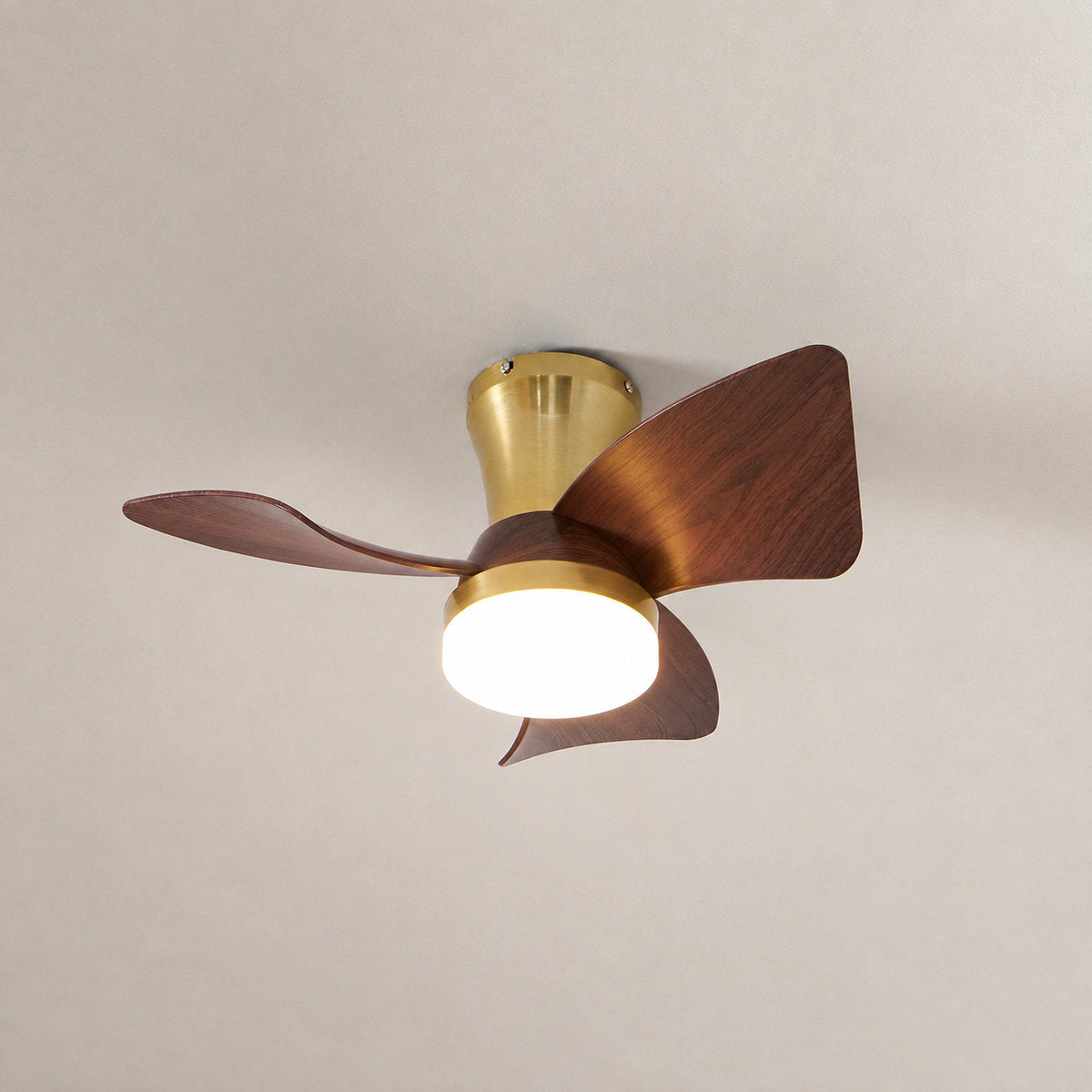 Breeze Lux Ceiling Fan Light, 21.7-Inch x H 10.2-Inch, Gold & Walnut Wood Grain, Three-Color Light for Living Room