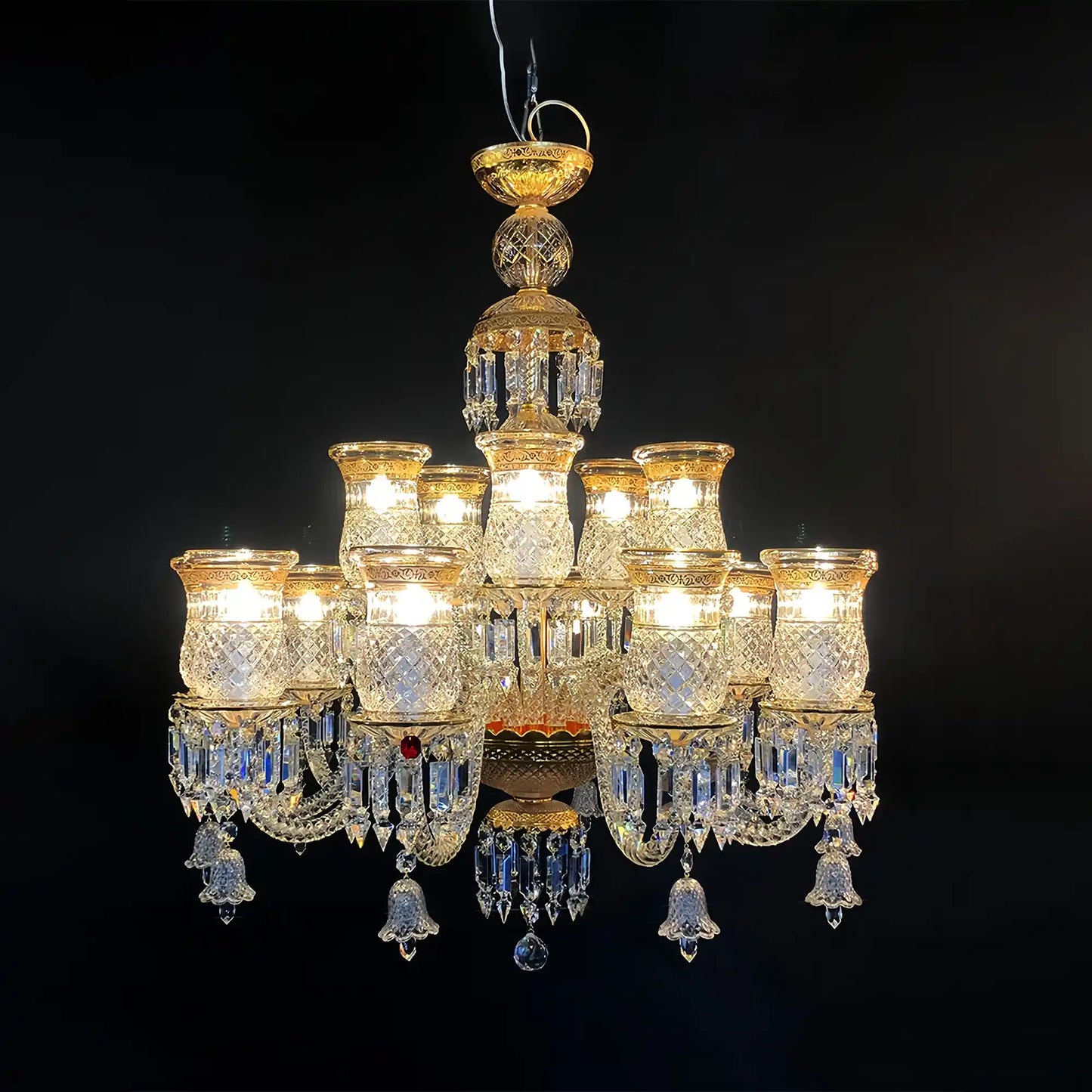 15 Lights Crystal Chandelier Gold & Clear Crystal Lighting